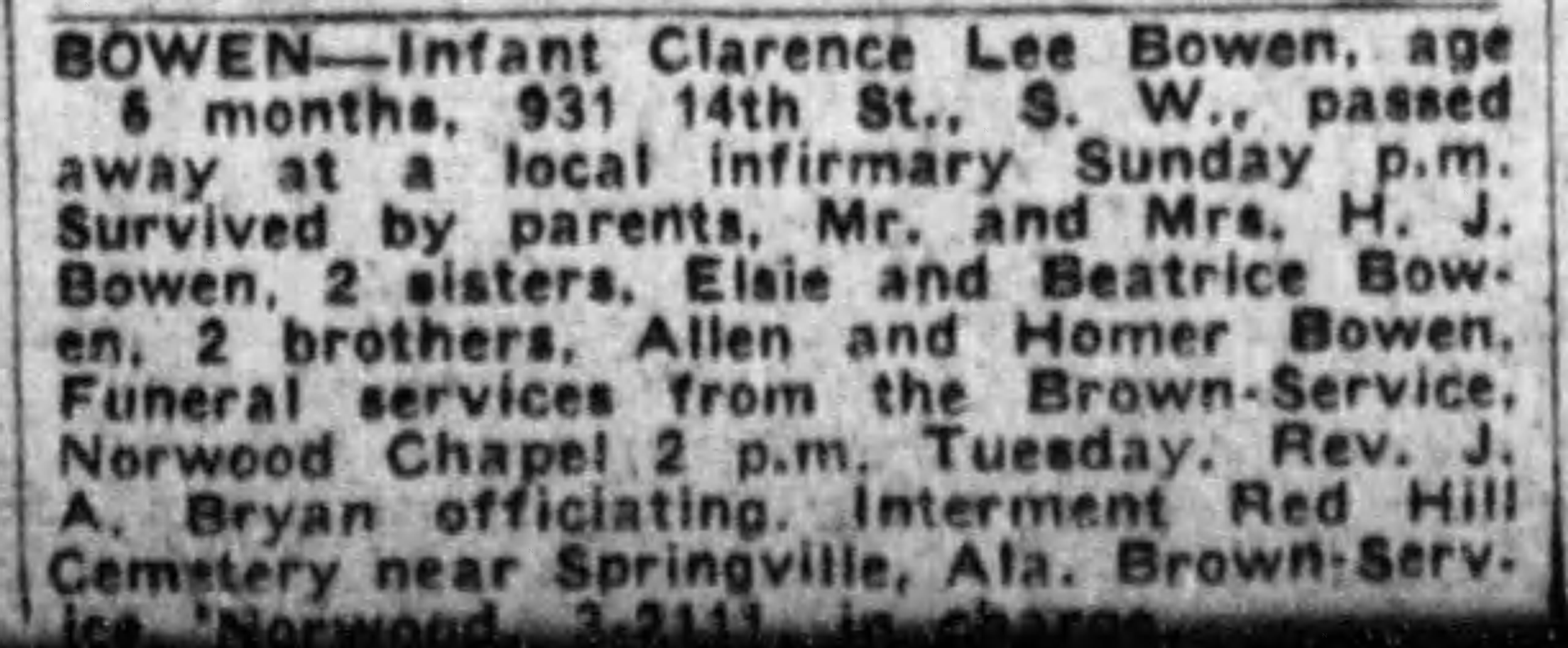 Clarence Lee Bowen obituary